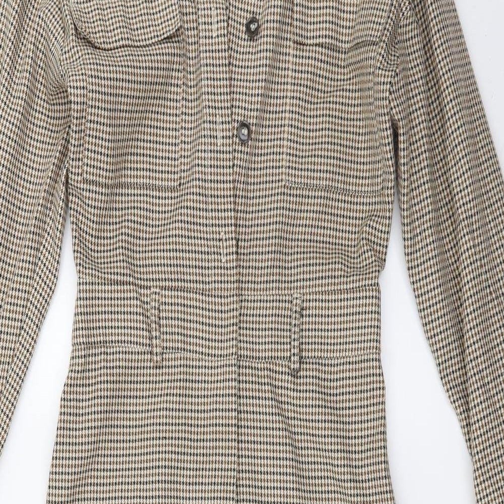 Primark Womens Beige Houndstooth  Bodysuit One-Piece Size 6 L23 in