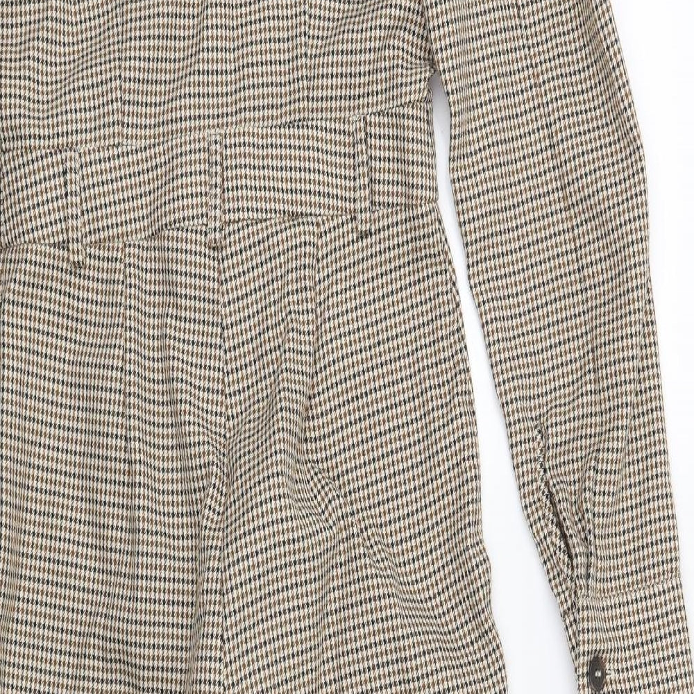 Primark Womens Beige Houndstooth  Bodysuit One-Piece Size 6 L23 in