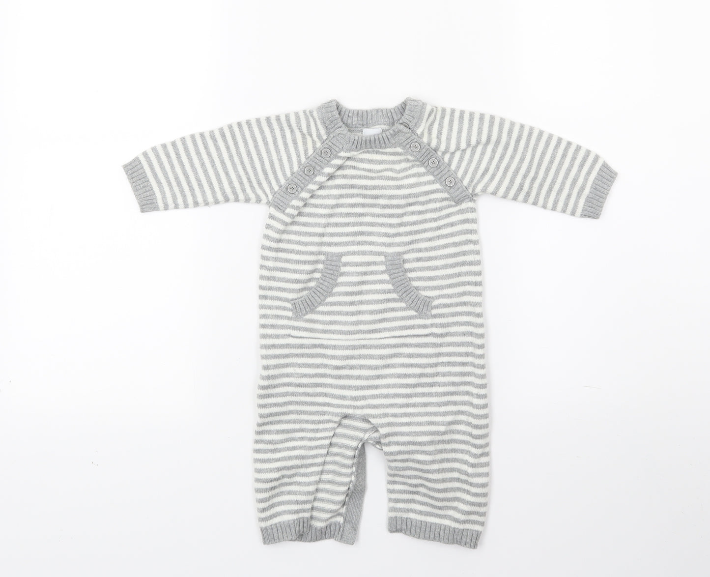 Gap Baby Grey Striped Knit Babygrow One-Piece Size 3-6 Months