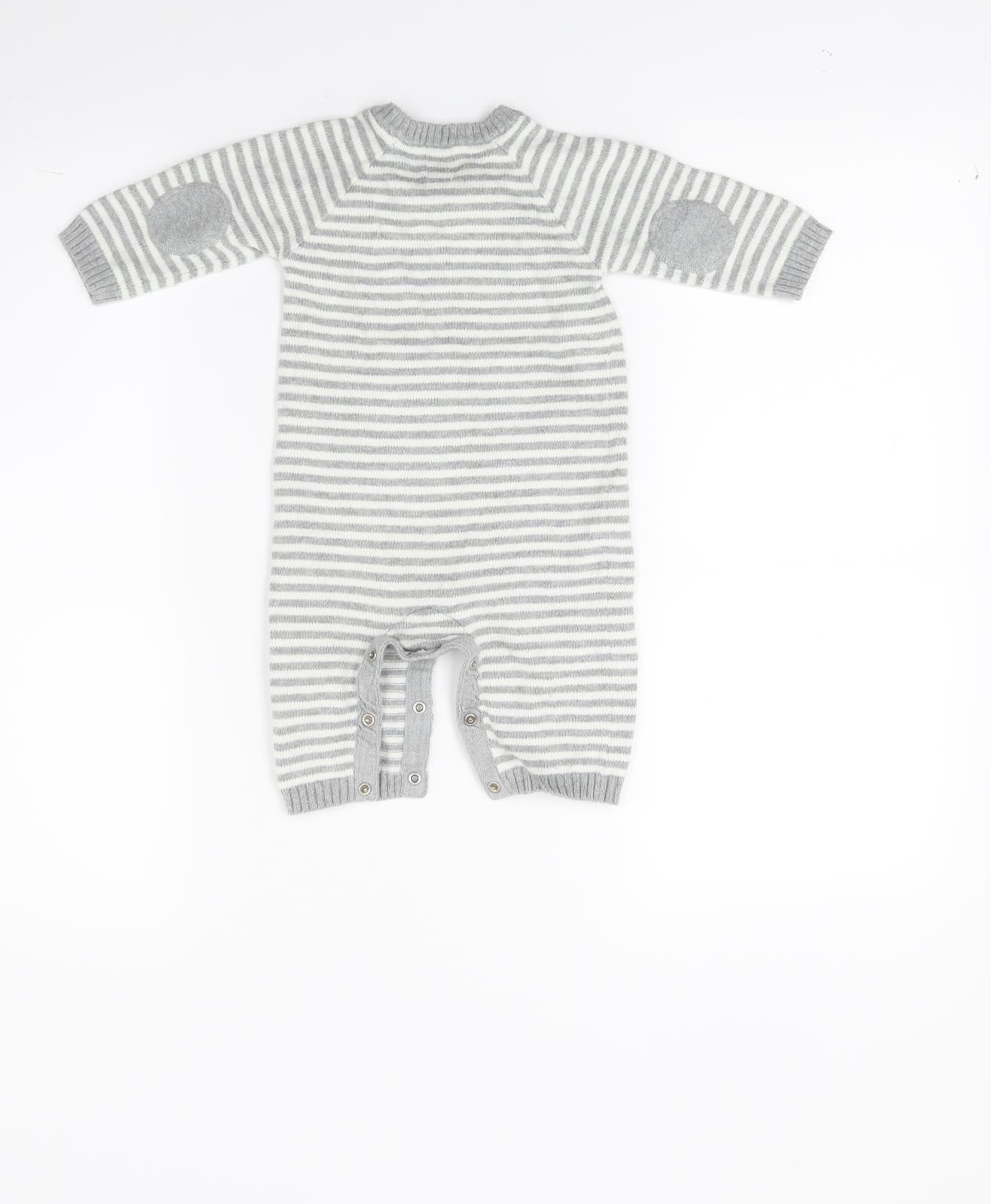 Gap Baby Grey Striped Knit Babygrow One-Piece Size 3-6 Months