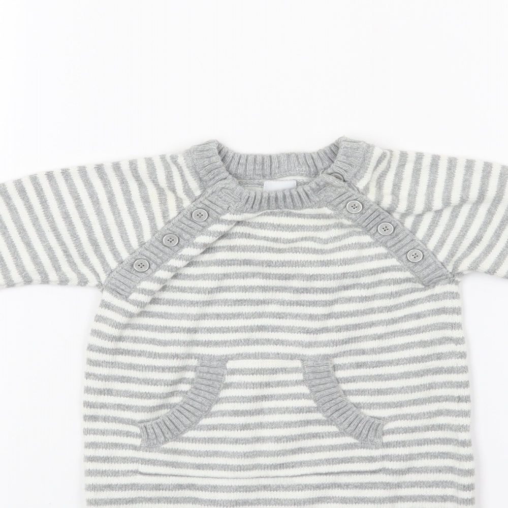 Gap Baby Grey Striped Knit Babygrow One-Piece Size 3-6 Months