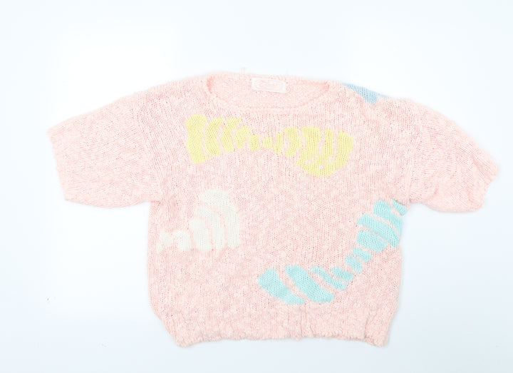 Trendy Womens Pink Knit Pullover Jumper Size M