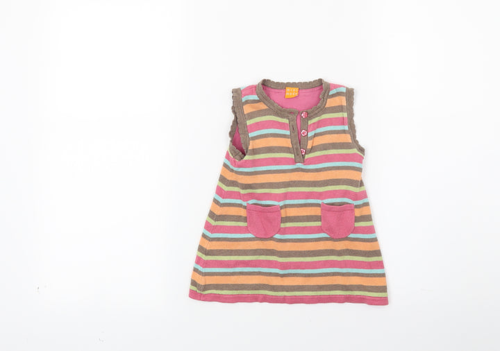 Mini moda Girls Multicoloured Striped Knit Jumper Dress  Size 6-9 Months