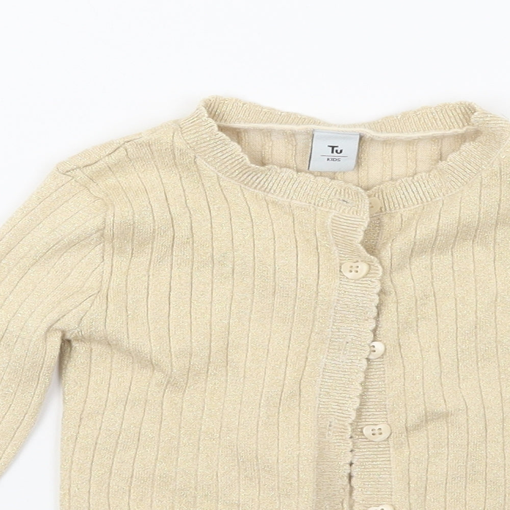 Kids Girls Gold   Cardigan Jumper Size 3-4 Years