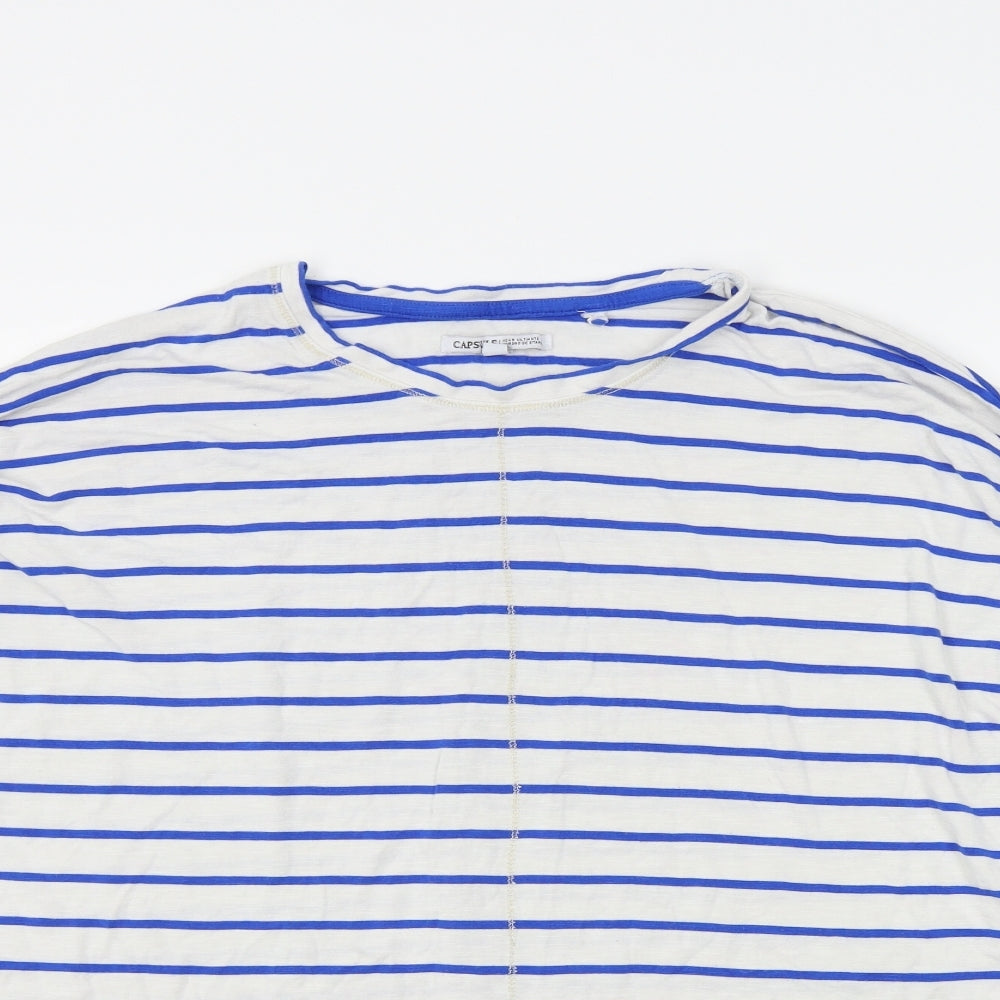 Capsule Womens White Striped  Pullover Jumper Size 14