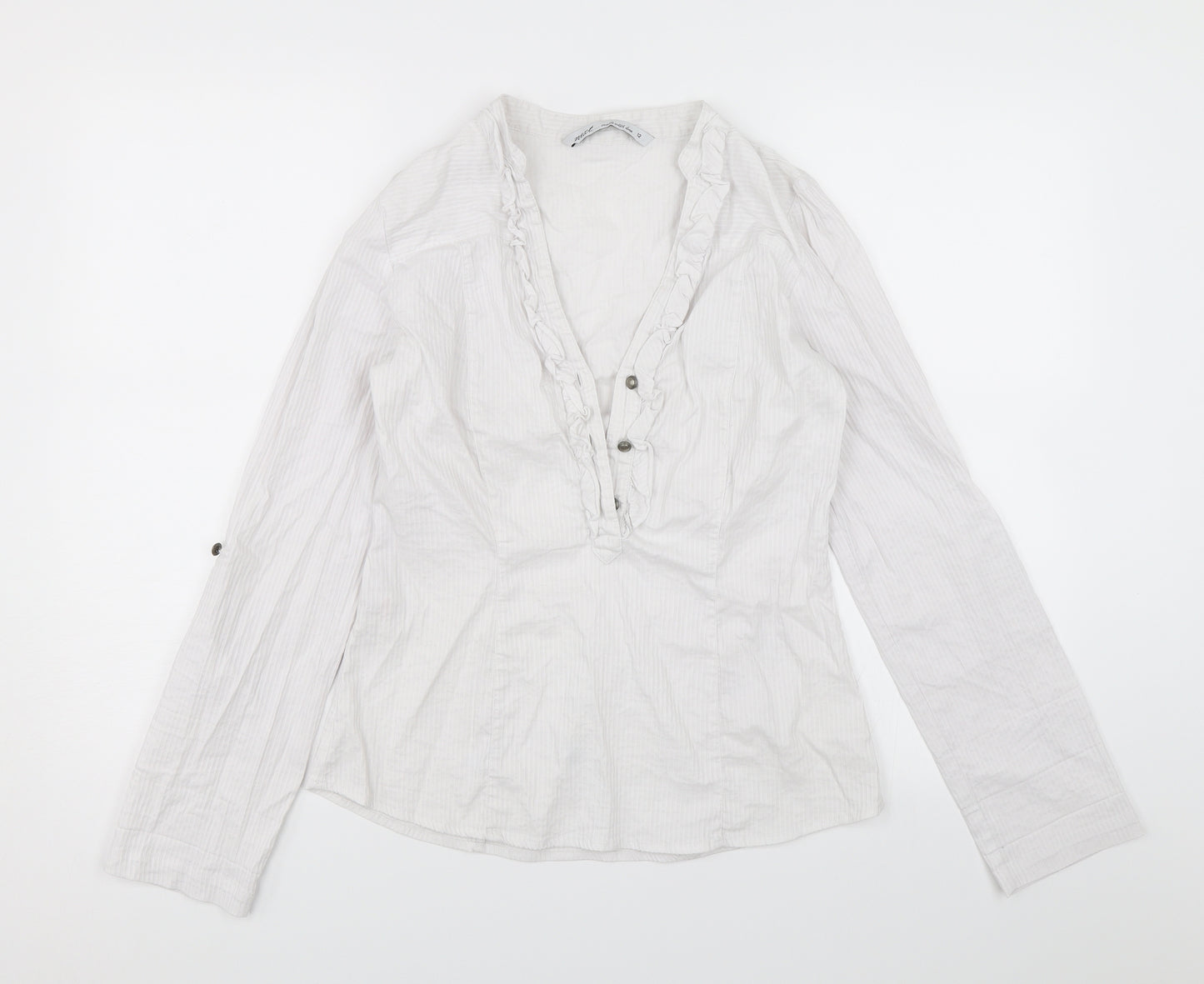 NEXT Womens White Striped  Basic Blouse Size 12