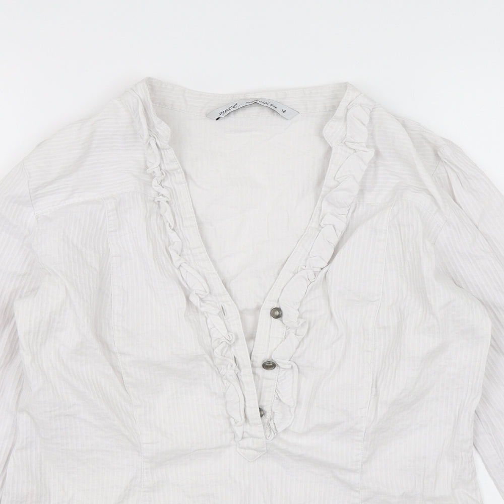 NEXT Womens White Striped  Basic Blouse Size 12
