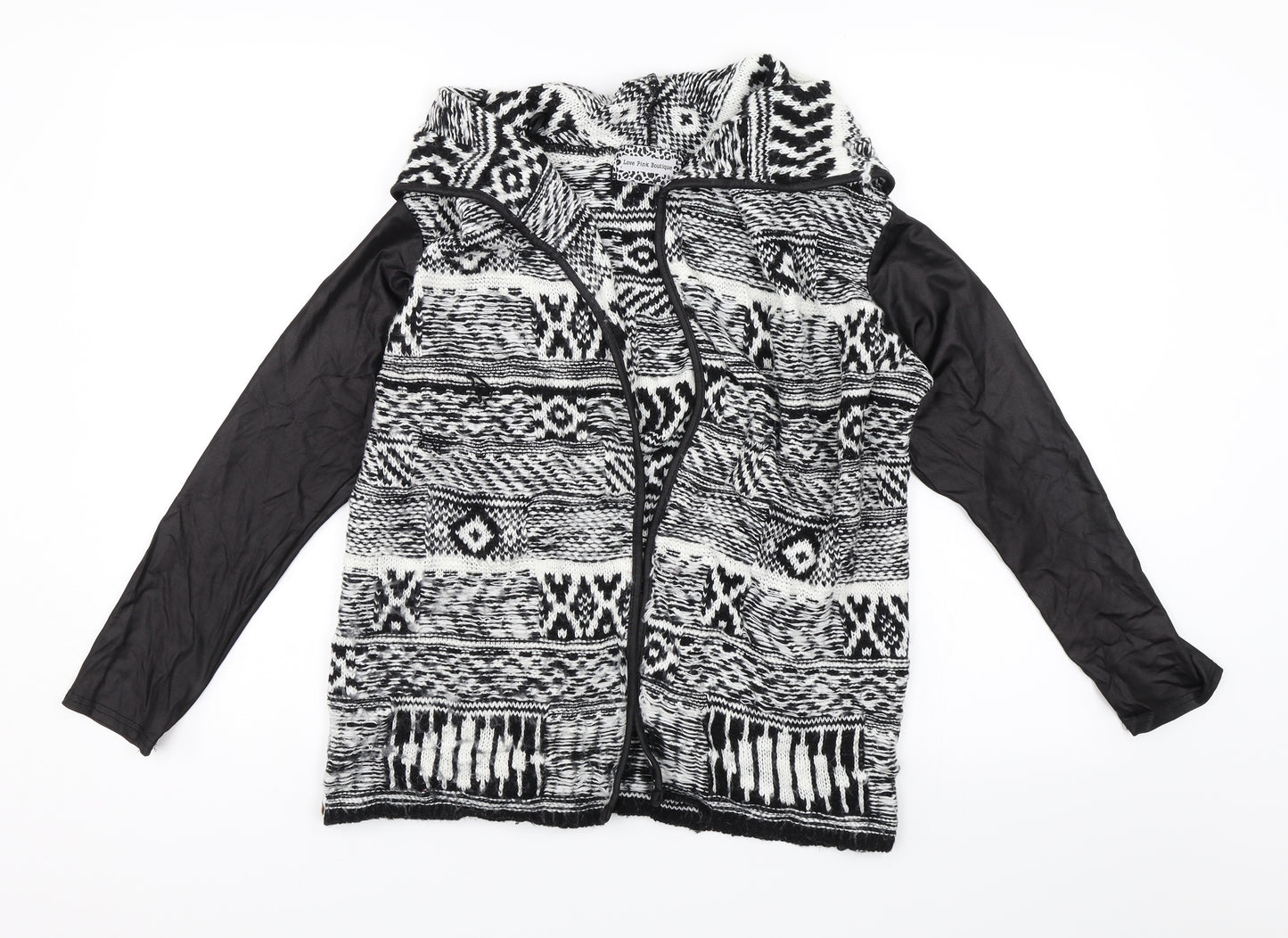 Love Pink Boutique Womens Black Geometric  Cardigan Jumper Size S