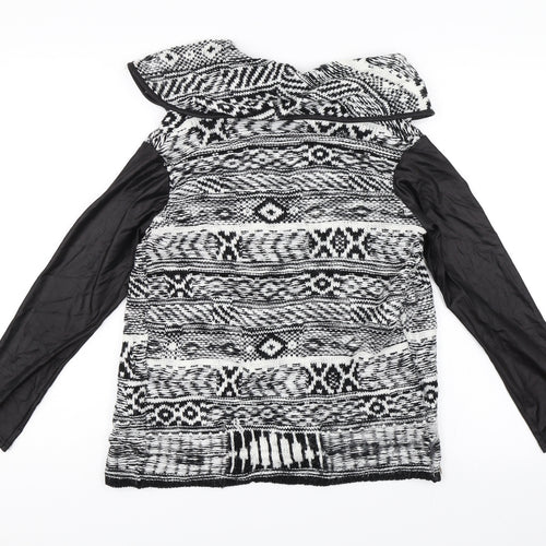 Love Pink Boutique Womens Black Geometric  Cardigan Jumper Size S