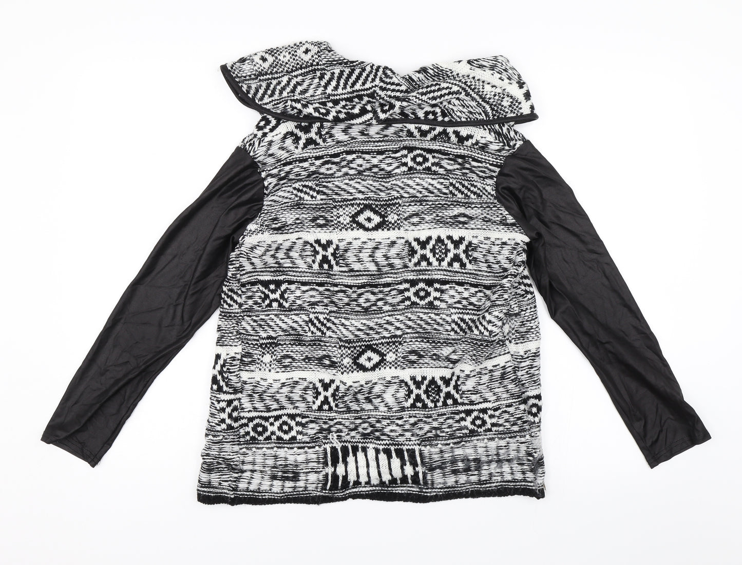 Love Pink Boutique Womens Black Geometric  Cardigan Jumper Size S