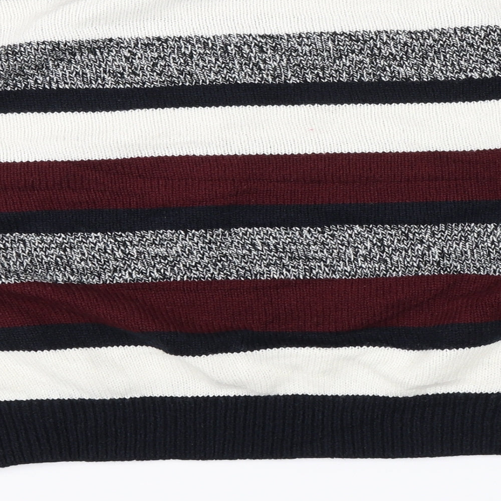 Divided Womens Black Striped  Pullover Jumper Size L  - Cropped