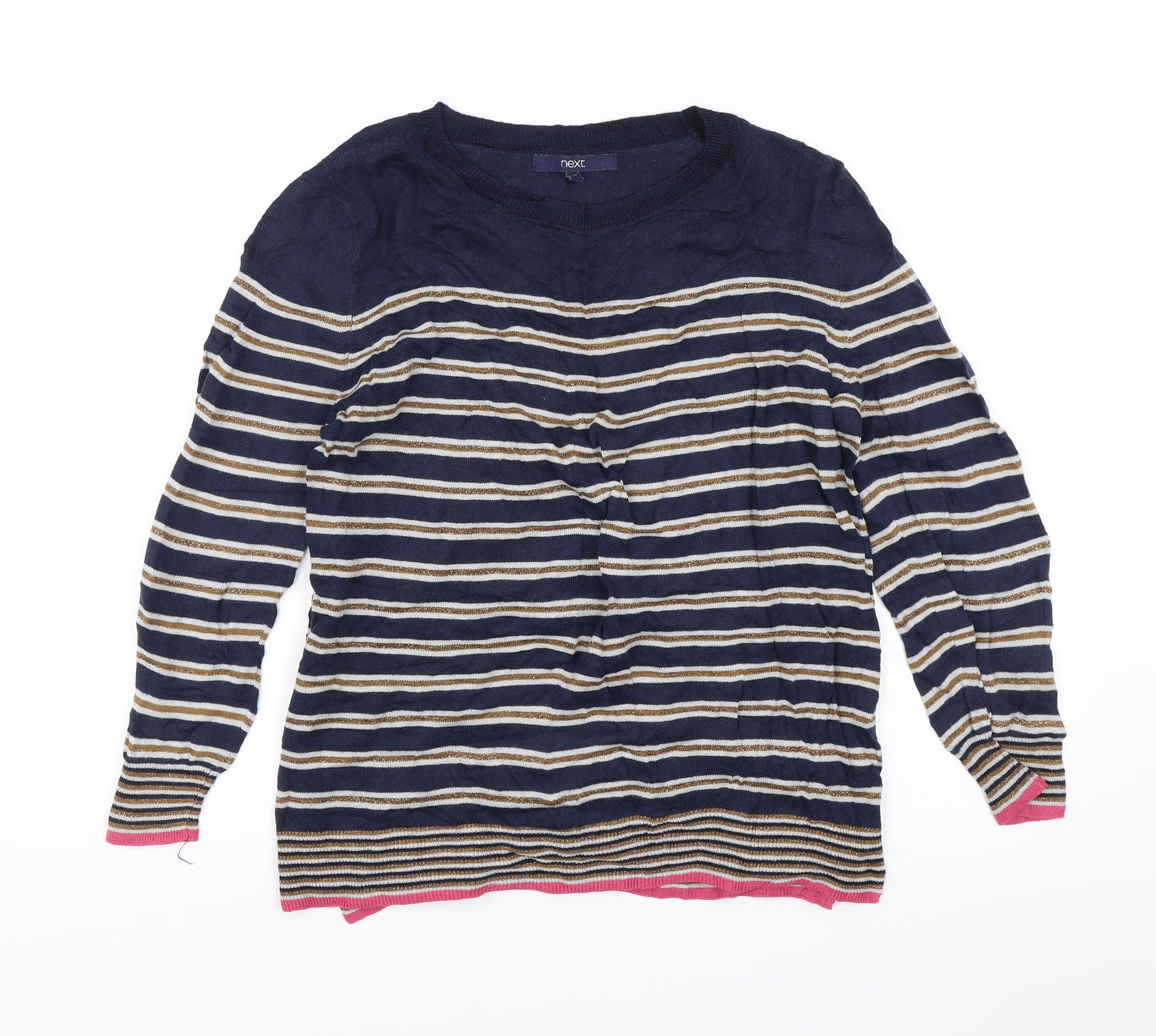 NEXT Womens Blue Striped  Jersey T-Shirt Size 10