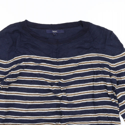 NEXT Womens Blue Striped  Jersey T-Shirt Size 10
