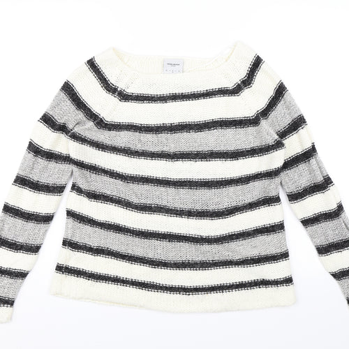 Vera Moda Womens White Striped  Pullover Jumper Size M