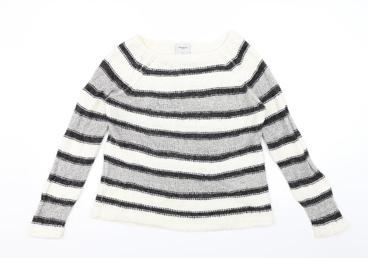 Vera Moda Womens White Striped  Pullover Jumper Size M