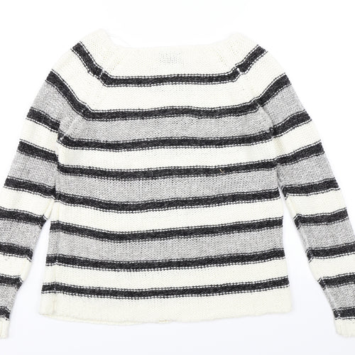 Vera Moda Womens White Striped  Pullover Jumper Size M