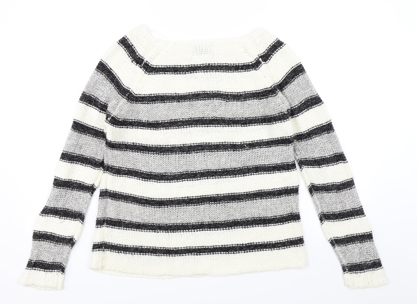 Vera Moda Womens White Striped  Pullover Jumper Size M
