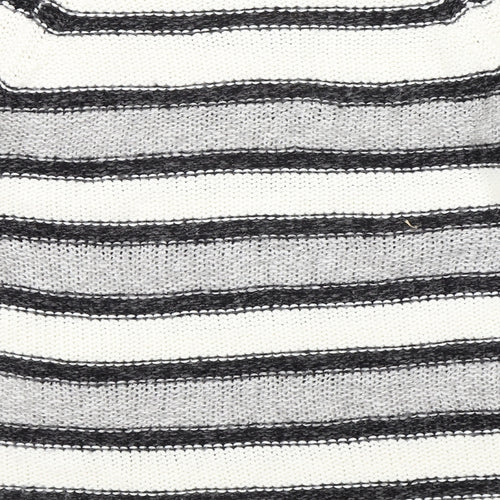 Vera Moda Womens White Striped  Pullover Jumper Size M