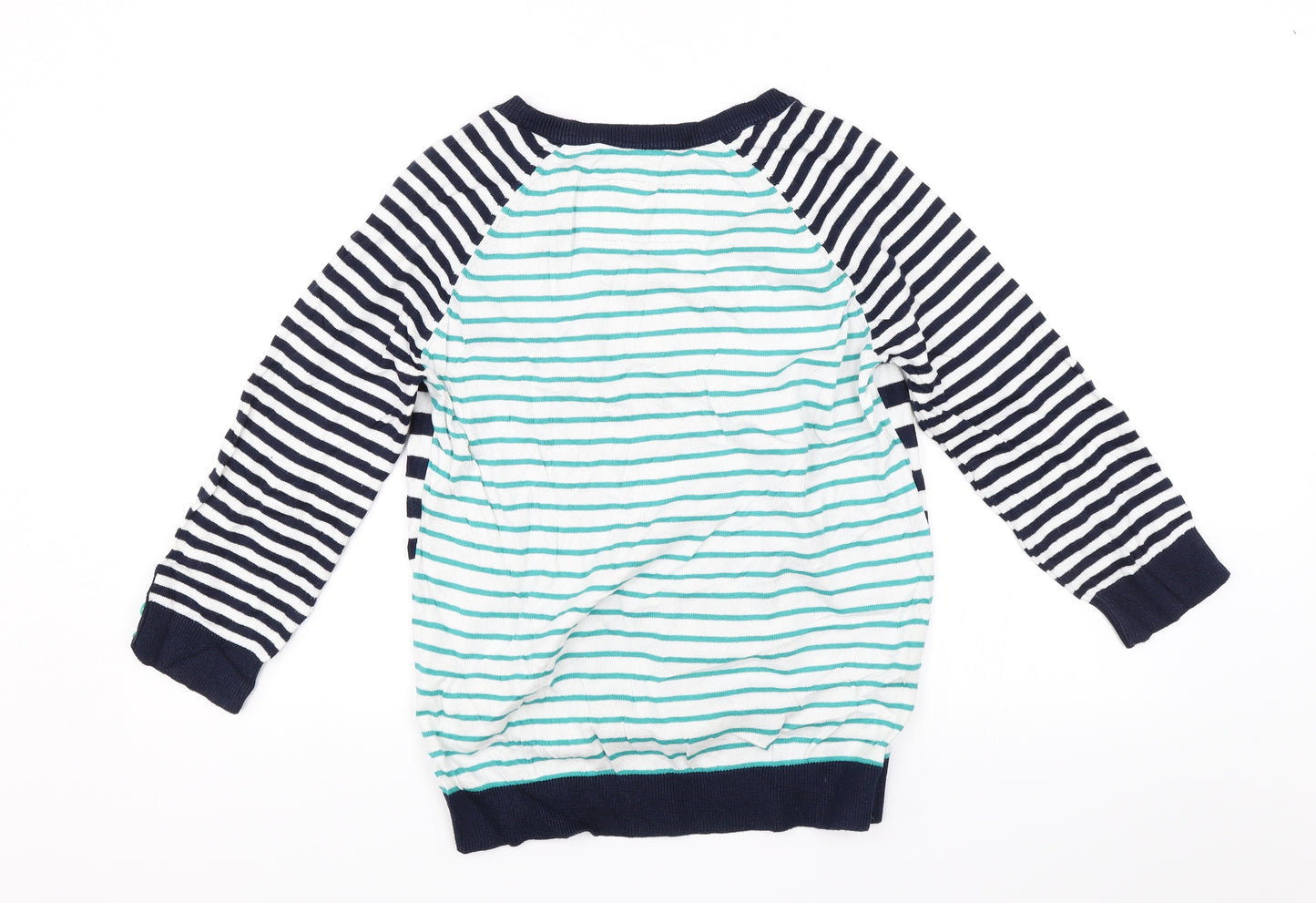 M&S Womens Blue Striped  Pullover Jumper Size 10  - Birds
