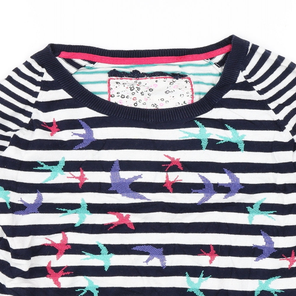 M&S Womens Blue Striped  Pullover Jumper Size 10  - Birds