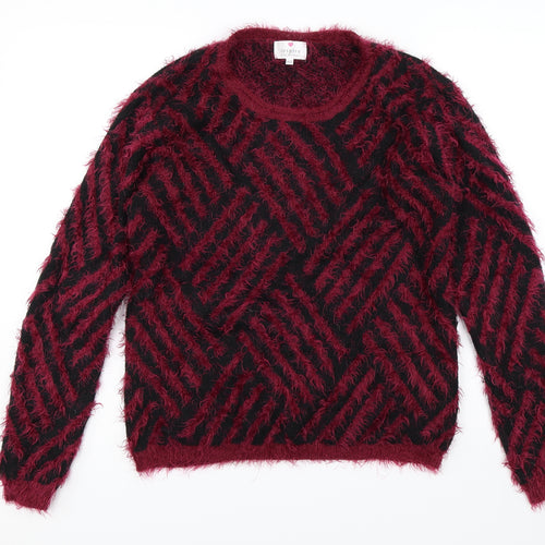 Inspired Collection Womens Red Geometric  Pullover Jumper Size M