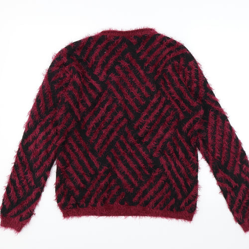 Inspired Collection Womens Red Geometric  Pullover Jumper Size M