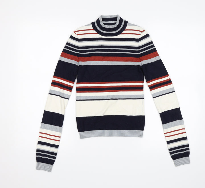 FOREVER 21 Womens White Striped Pullover Jumper Size S