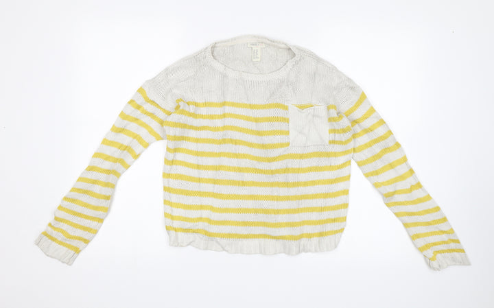 FOREVER 21 Girls Yellow Striped  Pullover Jumper Size 13-14 Years