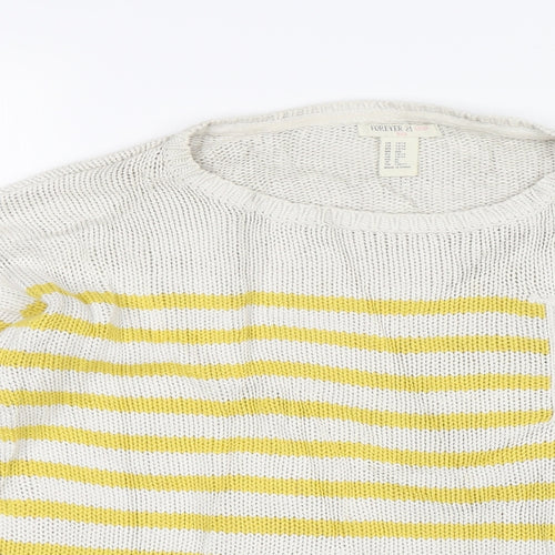 FOREVER 21 Girls Yellow Striped  Pullover Jumper Size 13-14 Years