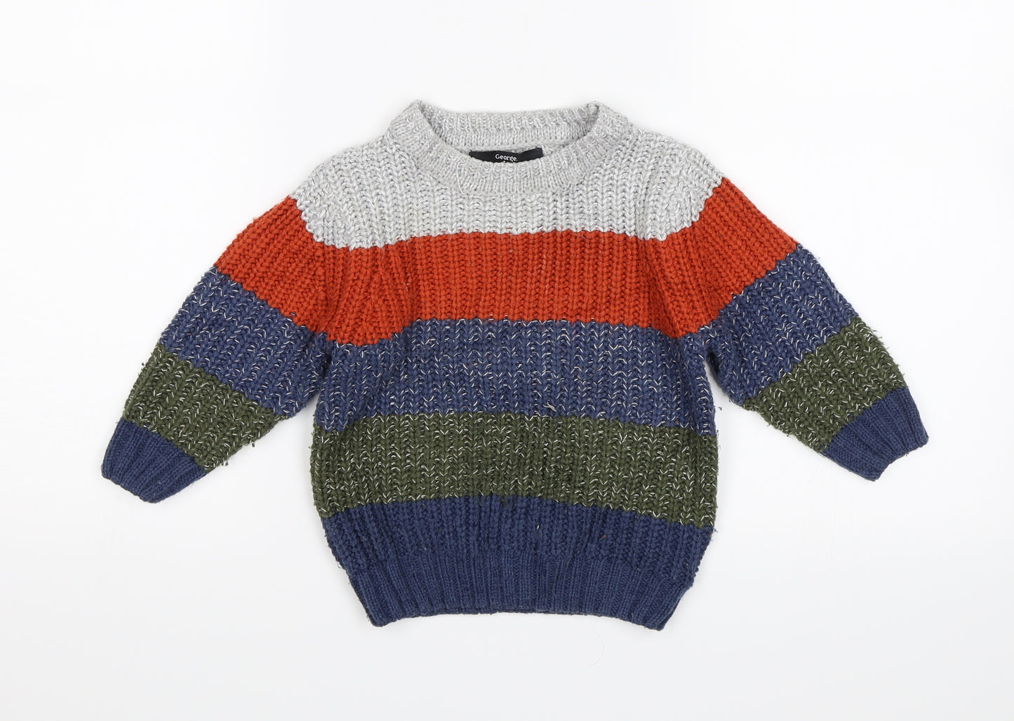 George Baby Blue Striped  Pullover Jumper Size 12-18 Months