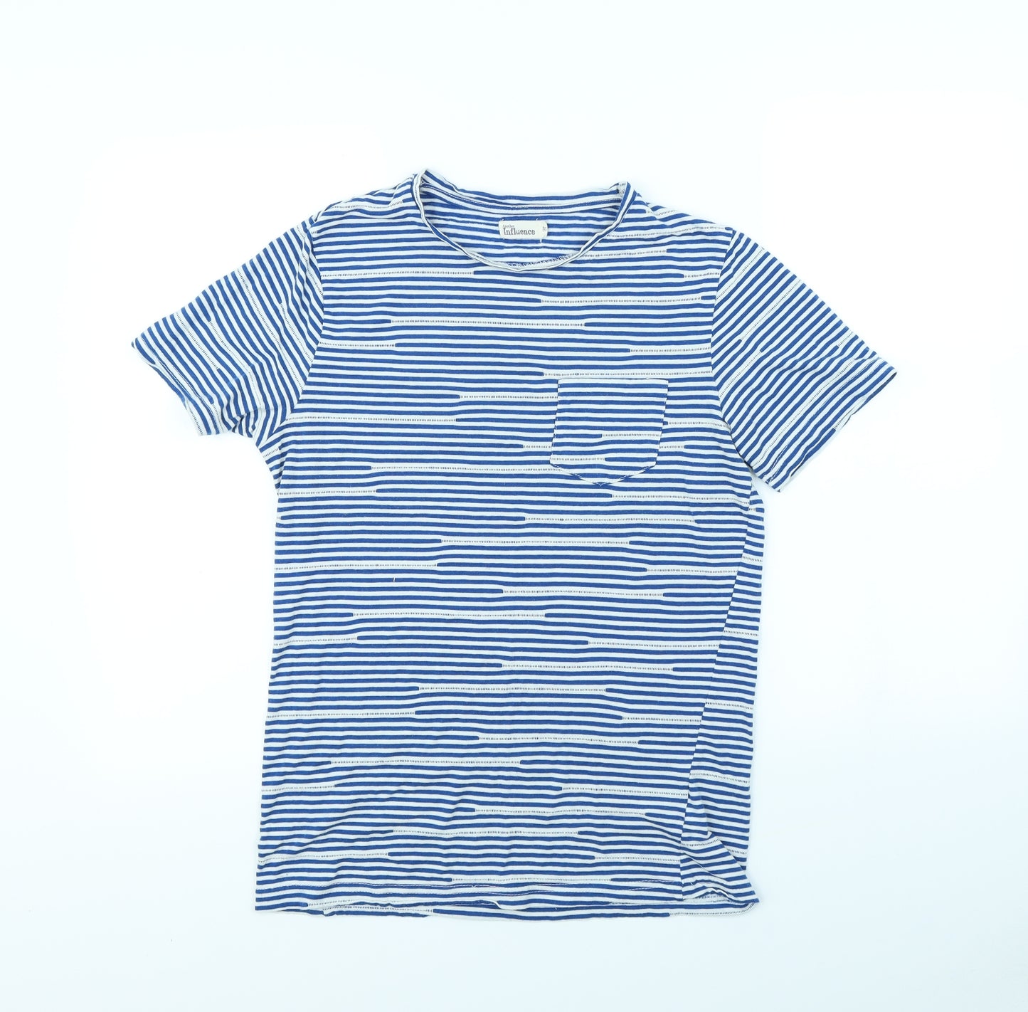 Another Influence Womens Blue Striped  Basic T-Shirt Size M