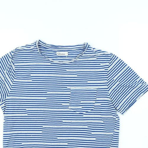 Another Influence Womens Blue Striped  Basic T-Shirt Size M