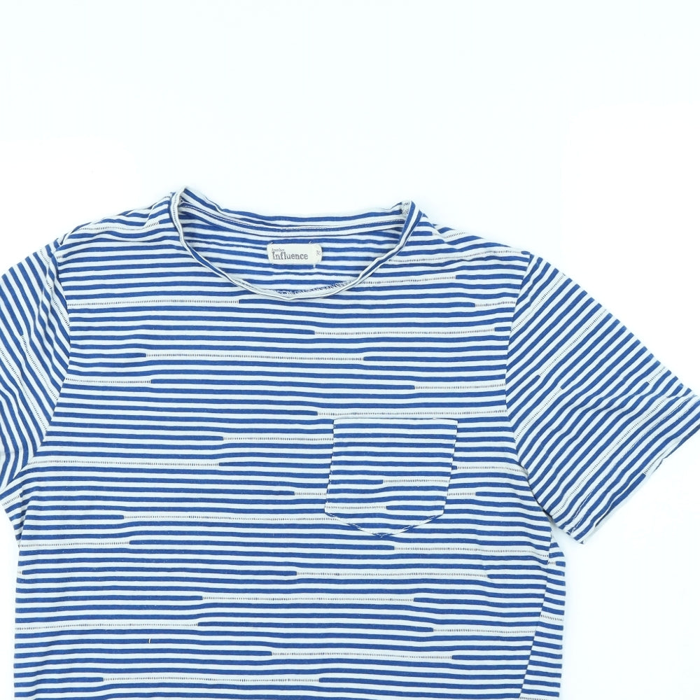 Another Influence Womens Blue Striped  Basic T-Shirt Size M