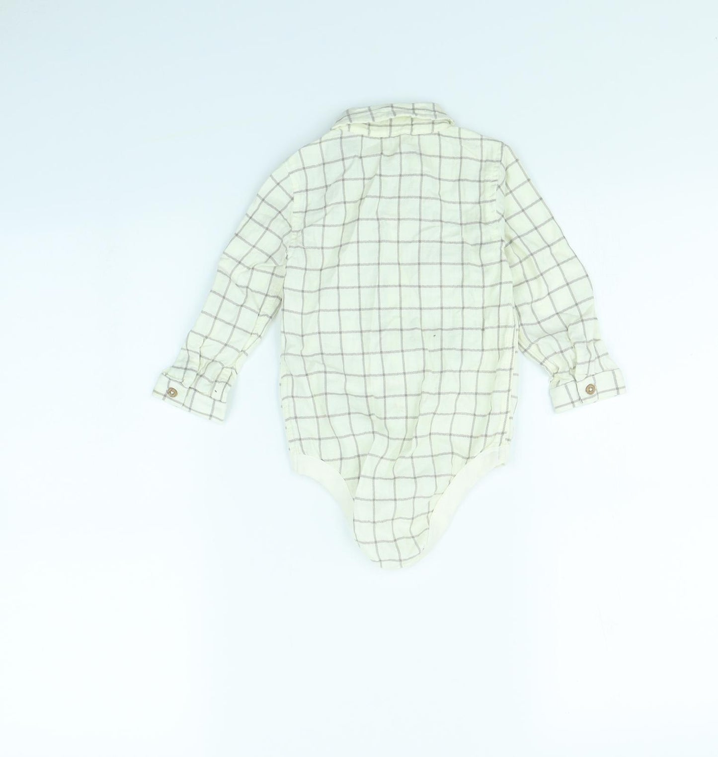TU Girls Beige Check  Babygrow One-Piece Size 12 Months