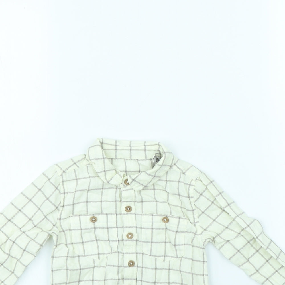 TU Girls Beige Check  Babygrow One-Piece Size 12 Months