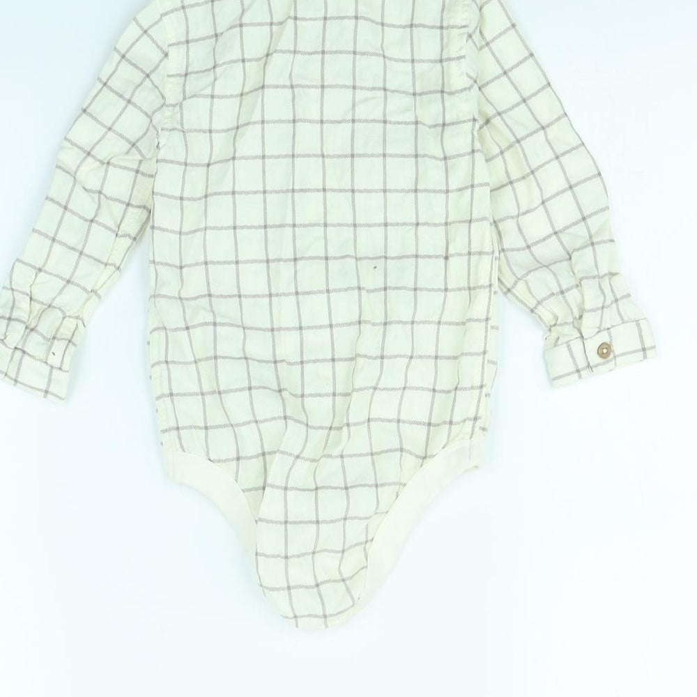 TU Girls Beige Check  Babygrow One-Piece Size 12 Months