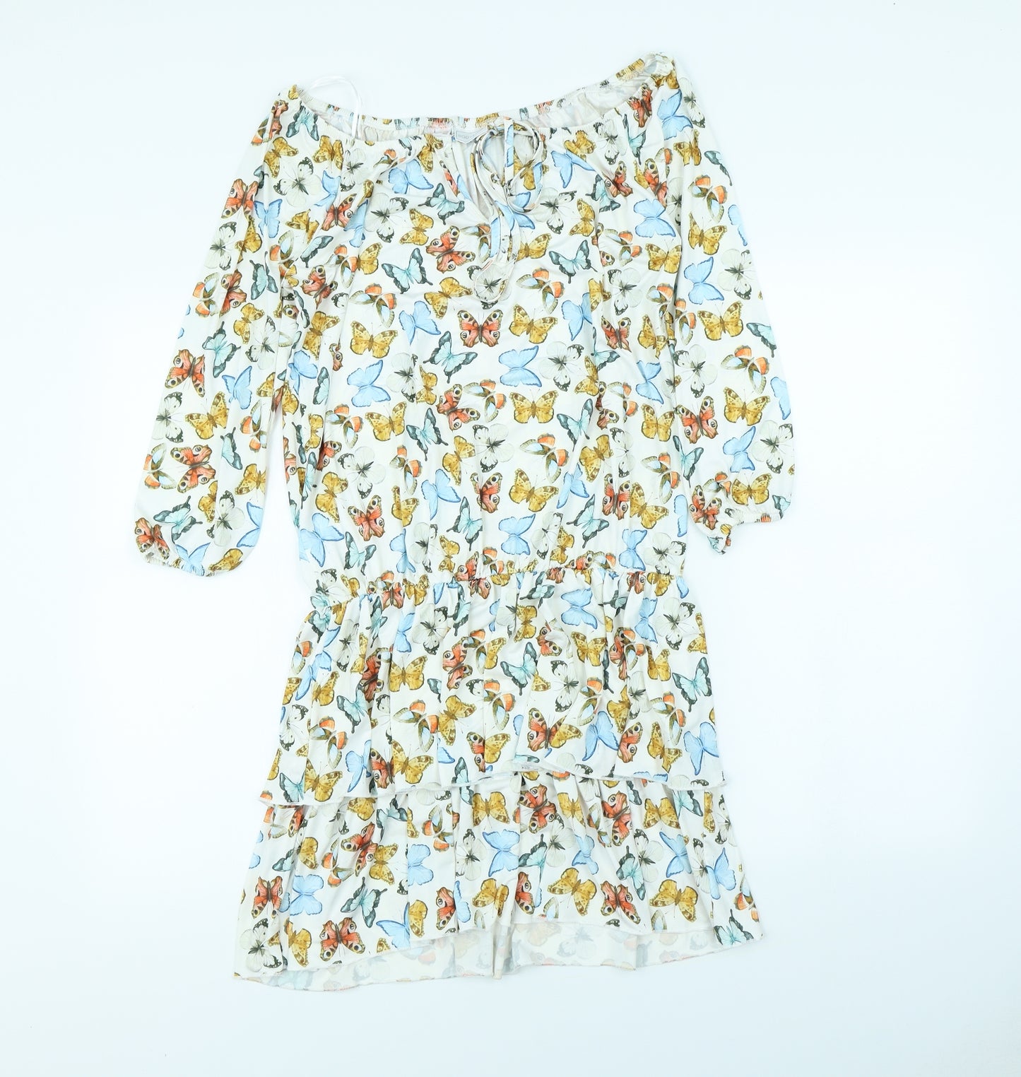 Body Flirt Womens White Animal Print  Fit & Flare  Size XS  - Butterflies