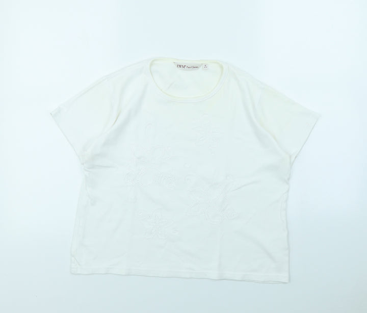 EWM Womens White Cropped T-Shirt Size M