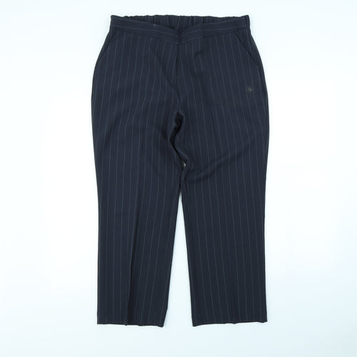 straight Leg Womens Blue Striped  Trousers  Size 14 L24 in