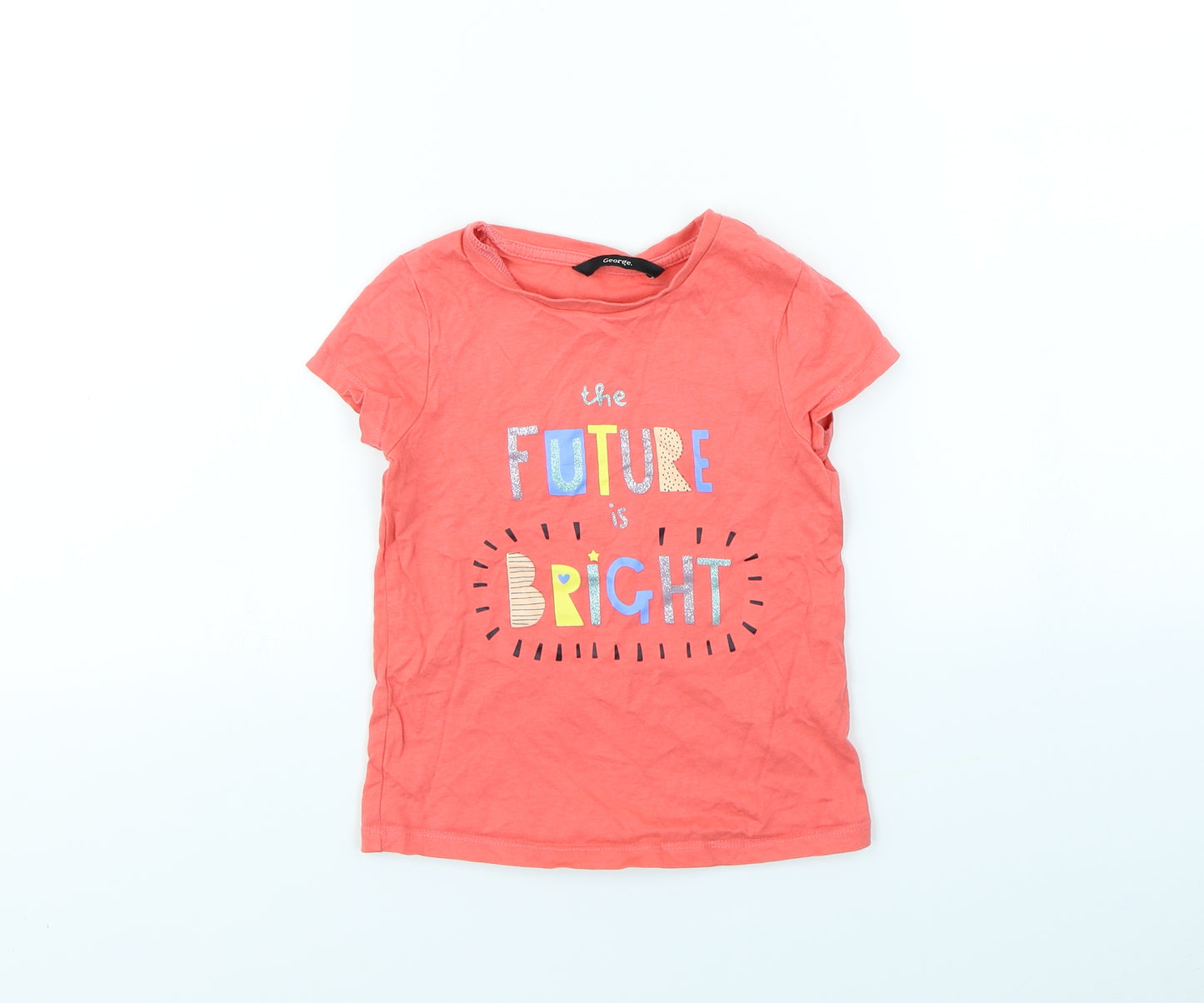George Girls Pink   Basic T-Shirt Size 4 Years