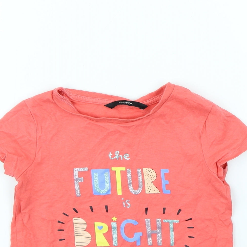 George Girls Pink   Basic T-Shirt Size 4 Years