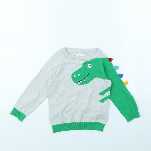 Blue Zoo Boys Grey   Pullover Jumper Size 3 Years  - Dinosaur