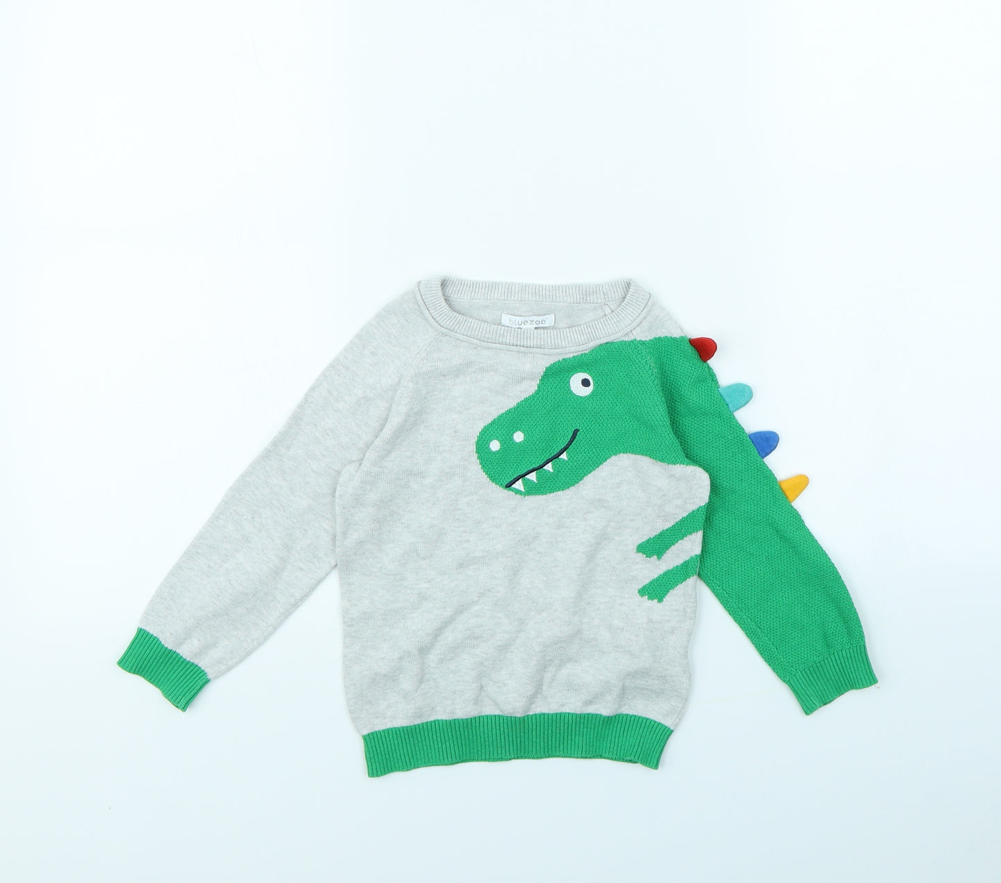 Blue Zoo Boys Grey   Pullover Jumper Size 3 Years  - Dinosaur