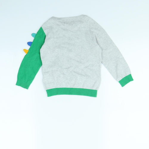 Blue Zoo Boys Grey   Pullover Jumper Size 3 Years  - Dinosaur