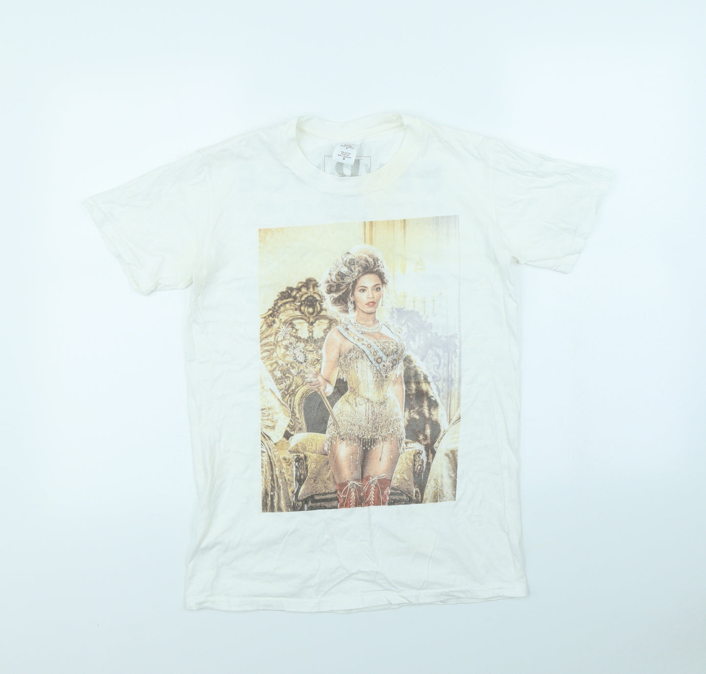 Preworn Womens White   Basic T-Shirt Size S  - Beyonce