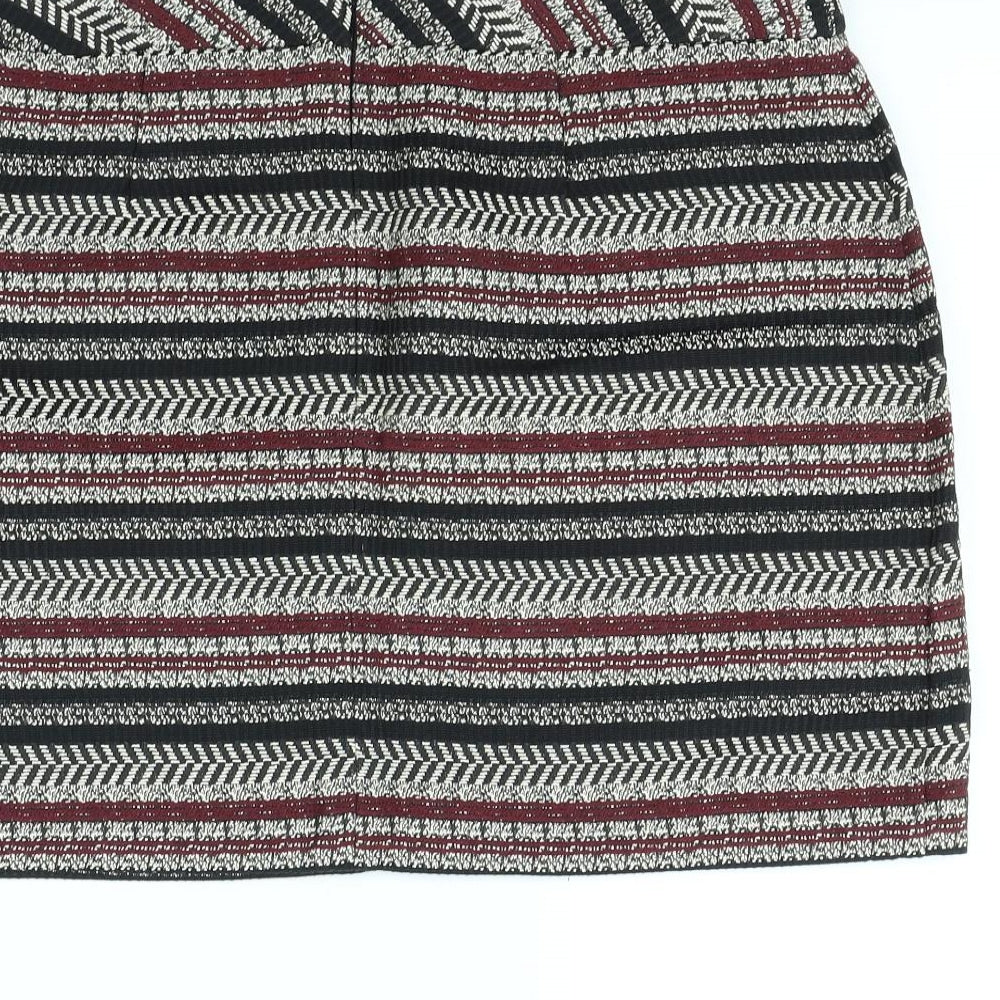 New Look Womens Black Striped  Mini Skirt Size 16