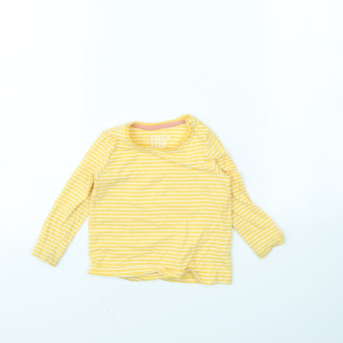 Fred & flo Girls Yellow Striped  Basic T-Shirt Size 6-9 Months
