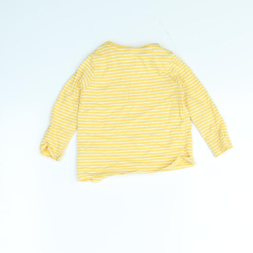 Fred & flo Girls Yellow Striped  Basic T-Shirt Size 6-9 Months