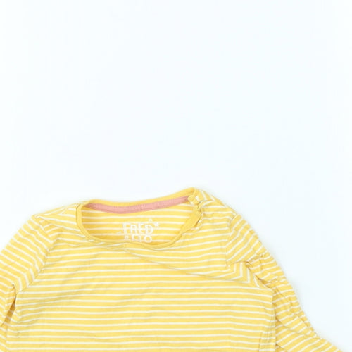 Fred & flo Girls Yellow Striped  Basic T-Shirt Size 6-9 Months
