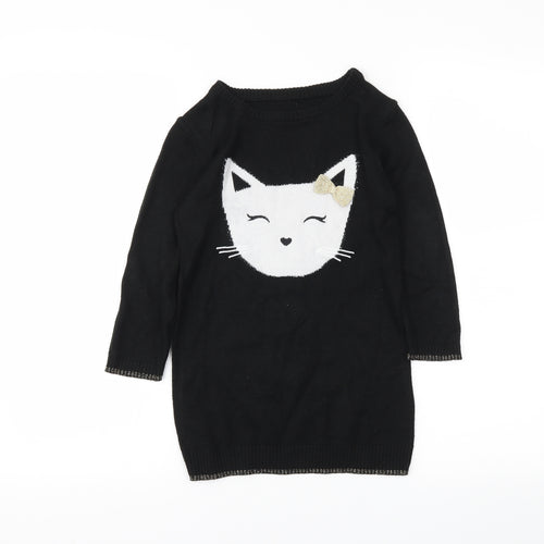 Nutmeg Girls Black   Tunic Jumper Size 5-6 Years